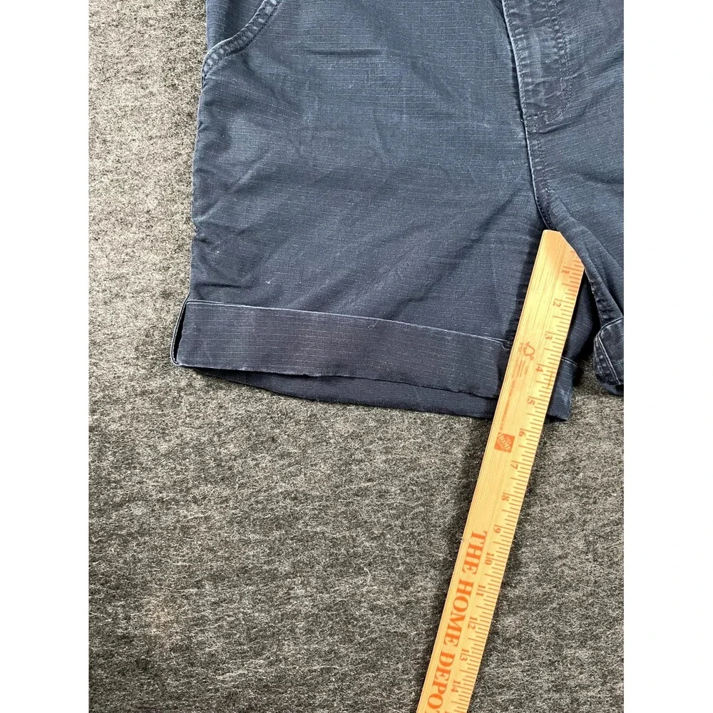 Carhartt Original Fit Shorts Women 14 Navy Cotton Flat Front Cuffed Hem Workwear